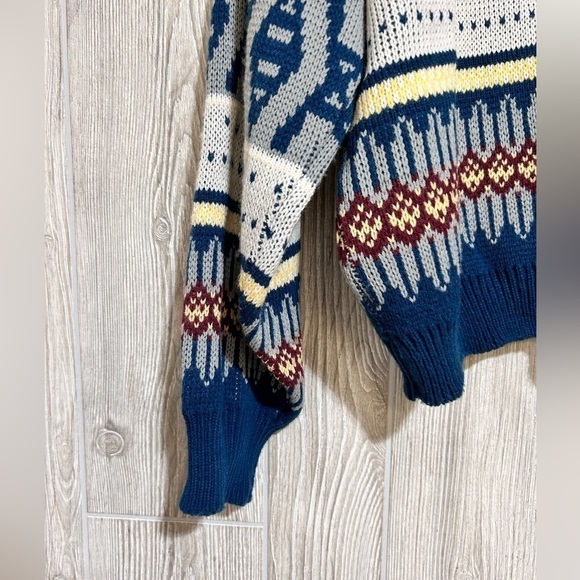 Vintage Bonjour Menswear 90’s Y2K Fair Isle Pattern Winter Ski Sweater XL - Picture 8 of 11